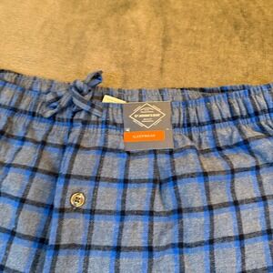 St Johns Bay Plaid Flannel Pajama Pants Sleepwear Blue Black Mens Medium NWT